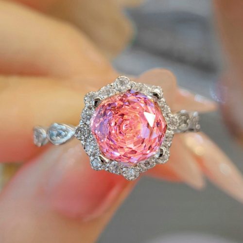  Rose Lady Ring, S925 Silber, Rosa, verstellbar