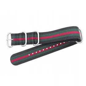    TEKLA WEBBING STRAP N183 18mm NATO SCHWARZ GRÜN ROT UNISEX GLATT