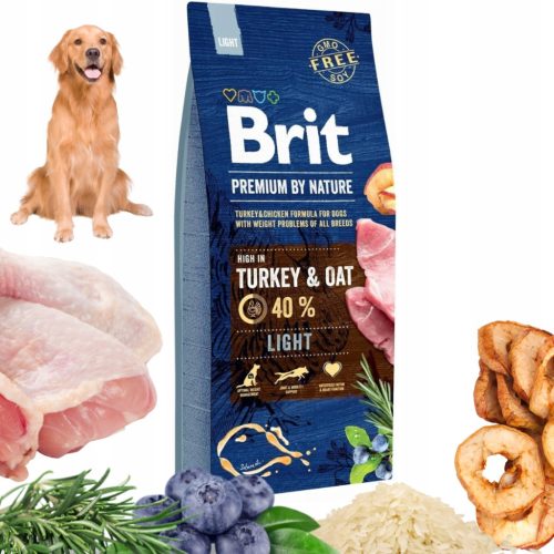  BRIT PREMIUM BY NATURE LIGHT TURKEY Trockenfutter mit Truthahn und Hafer 15 kg