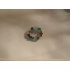    flexibler Ring am Gummiband, Achat, türkisfarbenes Kreuz, Hämatit