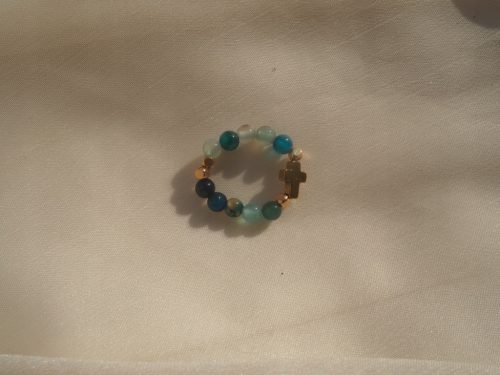  flexibler Ring am Gummiband, Achat, türkisfarbenes Kreuz, Hämatit