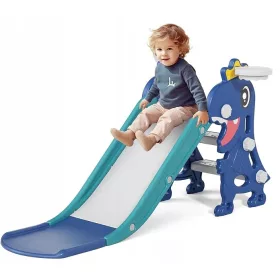  Kinderrutsche für Haus und Garten mit Basketball blau