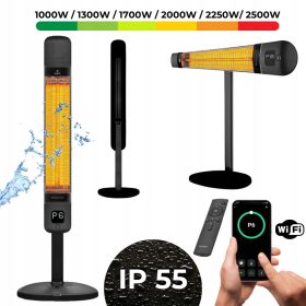    LUXEVA STRAHLUNGSWÄRME ELEKTRISCHE HEIZUNG 2500 W SCHWARZ WIFI FERNBEDIENUNG