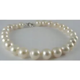  Armband mit natürlichen weißen Perlen 7,5 mm + Silber