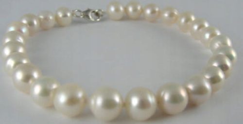  Armband mit natürlichen weißen Perlen 7,5 mm + Silber