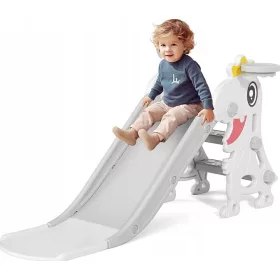    Kinderrutsche für Haus und Garten mit Basketball, Weiß und Grau