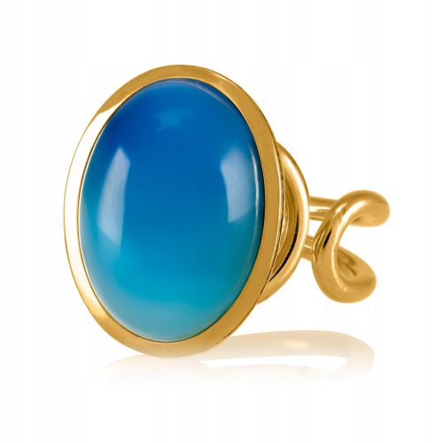  VERGOLDETER SILBERRING MIT BLAUEM ACHAT
