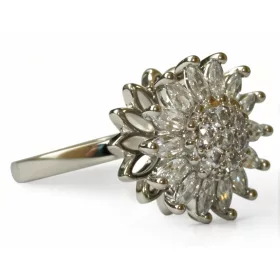    SILBERNER ANTITEST-RING mit rotierender Sonnenblume, Chirurgenstahl