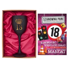    WEINGLAS UND GEBURTSTAGSKARTEN-SET MANDAT 18. GEBURTSTAG MÄDCHEN