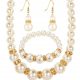  SET - HALSKETTE, ARMBAND, OHRRINGE - PERLEN