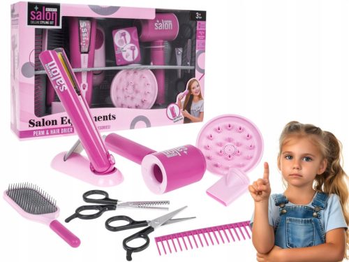  FRISEURSET für Kinder, Haartrockner, FRISEURSALON, 9 Elemente, Zubehör