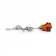  Rosenbrosche aus oxidiertem Silber mit Cognac-Bernstein