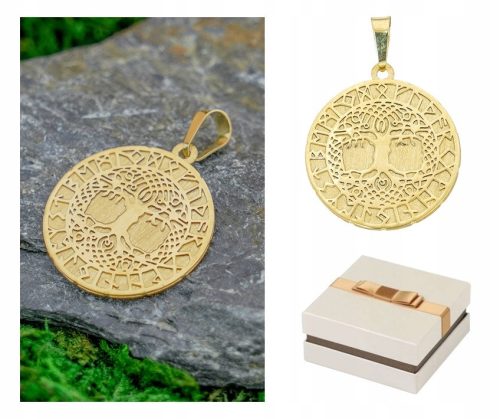  585 Gold Goldanhänger Baum des Lebens Baum des Glücks Odins Rune 14 kt