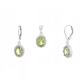    SILBER-SET, RHODIUMBESCHICHTET, FARB+WEIßER PERIDOT, NATÜRLICH