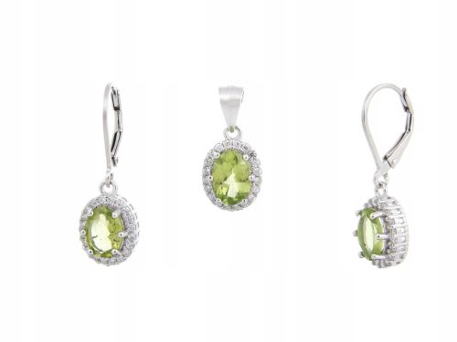  SILBER-SET, RHODIUMBESCHICHTET, FARB+WEIßER PERIDOT, NATÜRLICH