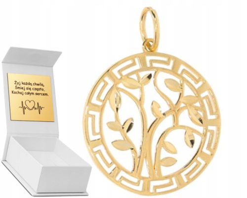  GOLDANHÄNGER BLUMEN IM KREIS 585 14K GESCHENKGRAVUR