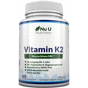 Vitamin K2 (MK-7) 200mcg, 365 Tabletten - Jahrespackung