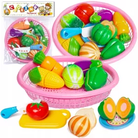    FRÜCHTE GEMÜSE ZUM SCHNEIDEN VON PLATTEN, BRETT, MESSER, KORB