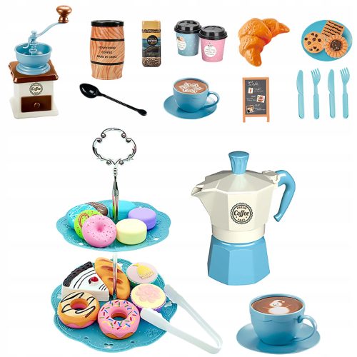  KAFFEESERVICE-SET Kaffeemaschine Kaffeemühle Süßigkeiten Zubehör FÜR KINDER