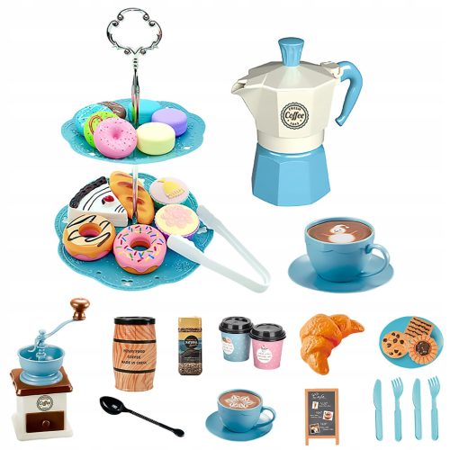  KAFFEESERVICE-SET FÜR KINDER Kaffeemühle Kaffeemaschine Süßigkeiten Zubehör