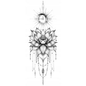    TEMPORÄRE TATTOO SUPERQUALITÄT 4K MANDALA LOTUSBLUME FÜR FRAUEN, DAMEN XL