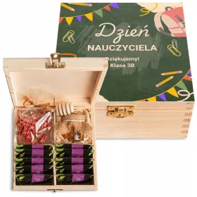    GESCHENK ZUM LEHRERTAG, Box, Aufdruck, Set, Tee, Schokolade, Honig