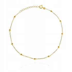  Goldenes Fußkettchen mit Diamantkugeln. 585