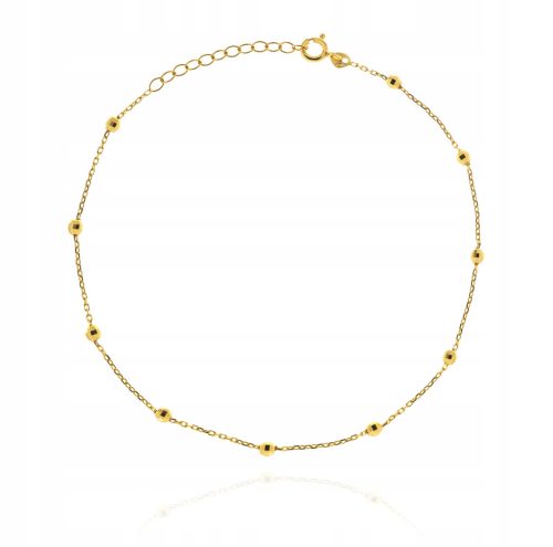  Goldenes Fußkettchen mit Diamantkugeln. 585