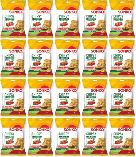 Chips aus Kichererbsen mit Tomaten-Basilikum Geschmack - Knuspriger Snack 60g