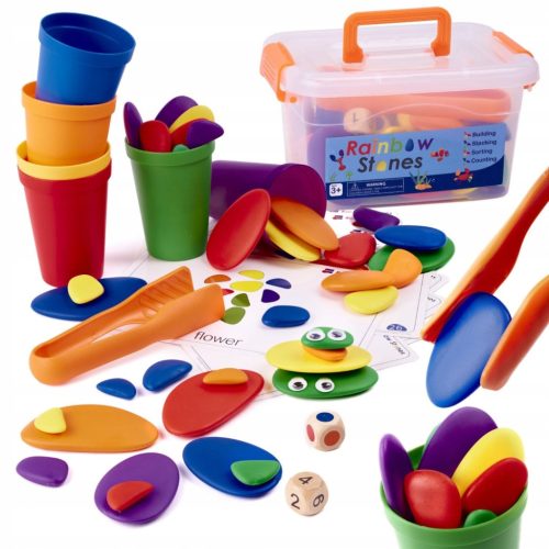  PEBBLES MONTESSORI PEBBLES KREATIVES, BUNTES, BILDUNGSPUZZLE-SET
