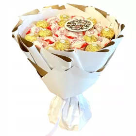    Süßer Blumenstrauß von Raffaello Ferrero, Geschenk für Lehrer, Ausbilder + Aufschrift