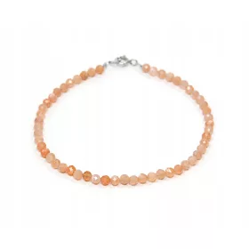    Armband, natürlicher SONNENSTEIN, facettierte Kugeln, 3 mm Silber