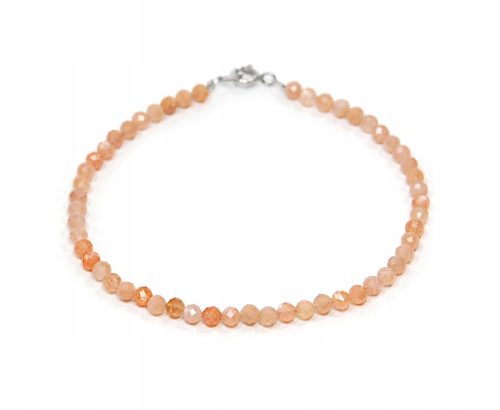  Armband, natürlicher SONNENSTEIN, facettierte Kugeln, 3 mm Silber