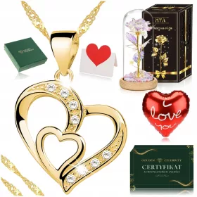    GOLDHALSKETTE HERZ EWIGE ROSE LED GESCHENK ZUM GEBURTSTAG 1–99 FÜR EINE FRAU