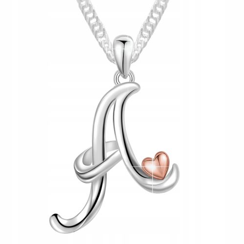  Silberne rosa Herzkette mit dem Buchstaben Eternal Love, Buchstabe A, 925 SILBER