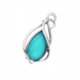  Brosche mit türkisfarbenem, oxidiertem Silber