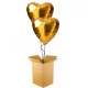  SET 2 X HELIUMBALLON GOLDENE HERZEN Geschenk in einer Box
