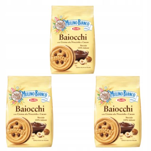Mulino Bianco Baiocchi, Italienische Kekse mit Nuss-Kakao-Creme, 260g, 3er Pack
