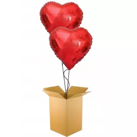  SET 2 X HELIUM BALLON ROTE HERZEN Geschenk in einer Box