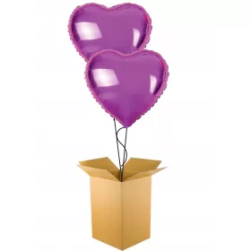  SET 2 X HELIUMBALLON ROSA HERZEN Geschenk in einer Box