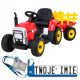  SCHLAGTRAKTORFAHRZEUG MIT ANHÄNGER FÜR KINDER, BATTERIE 2X25W, EVA ECO-LEDER
