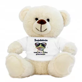    Teddybär im T-Shirt Du und ich hatten eine tolle Zeit bei der Arbeit, bis wir die Arbeit verließen