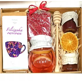  GESCHENKBOX KORB GESCHENK HONIGTEE HIMBEERE ZUM LEHRERTAG