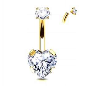  BAUCHRING MIT GOLDENEM HERZ AUS TITAN 1,6/10/5/8