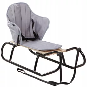    POLNISCHER SCHLITTEN MIT RÜCKENLEHNE, SCHWARZ, GRAU, MATRATZE FÜR KINDER, STARK UND FEST