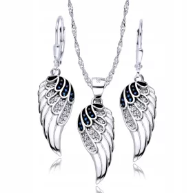  925er Silber-Set hängender Saphirflügel