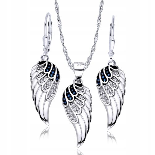  925er Silber-Set hängender Saphirflügel
