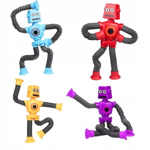  4 x Roboter-LED-Röhre, sensorische Anti-Stress-Saugnapfröhre mit Licht