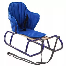   POLNISCHER SCHLITTEN, RÜCKENLEHNE MARINEBLAU, MATRATZE BLAU FÜR KINDER, STARK, FEST