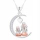  Mutter-Kind-Halskette Halbmond Mutter und Tochter mit kubischen Zirkonen SILBER 925